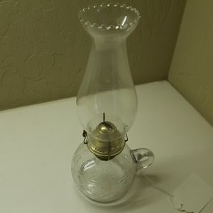 RARE ANTIQUE GLASS "SUN BURST PATTERN" FINGER LAMP